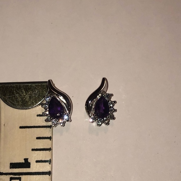 VTG Prime Art & Jewel Amethyst CZ? Stone Sterling Silver Stud Earrings - Picture 7 of 7